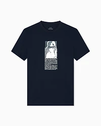 Armani Exchange - Regular fit T-shirt with photographic print, Man, Navy_blue, Size: