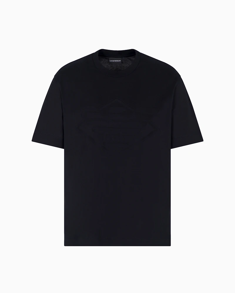 Emporio Armani - ASV jersey T-shirt with intarsia logo, Man, Navy Blue, Size: