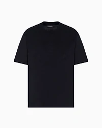 Emporio Armani - ASV jersey T-shirt with intarsia logo, Man, Navy Blue, Size: