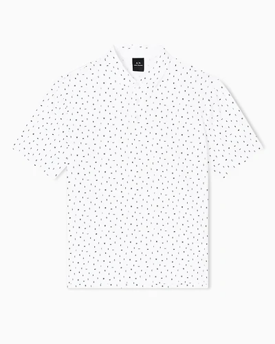 Armani Exchange - Regular fit polo shirt with lettering pattern, Man, White, Size: