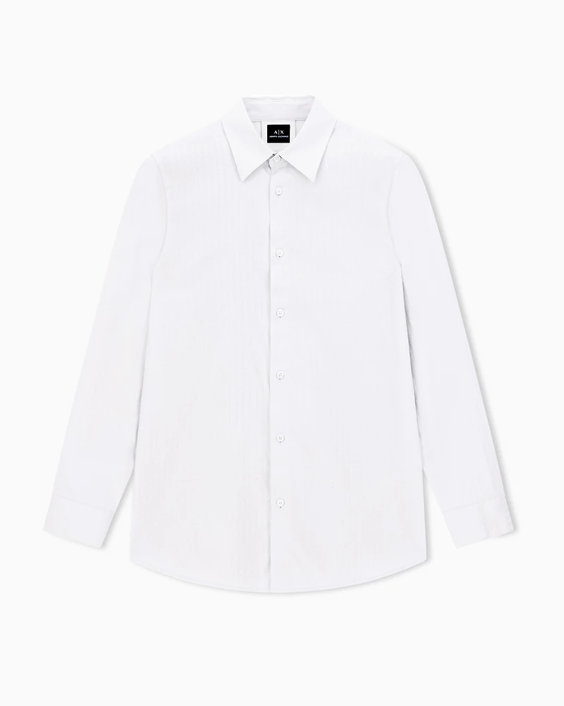Armani Exchange - Regular fit jacquard cotton shirt, Man, Beige, Size:
