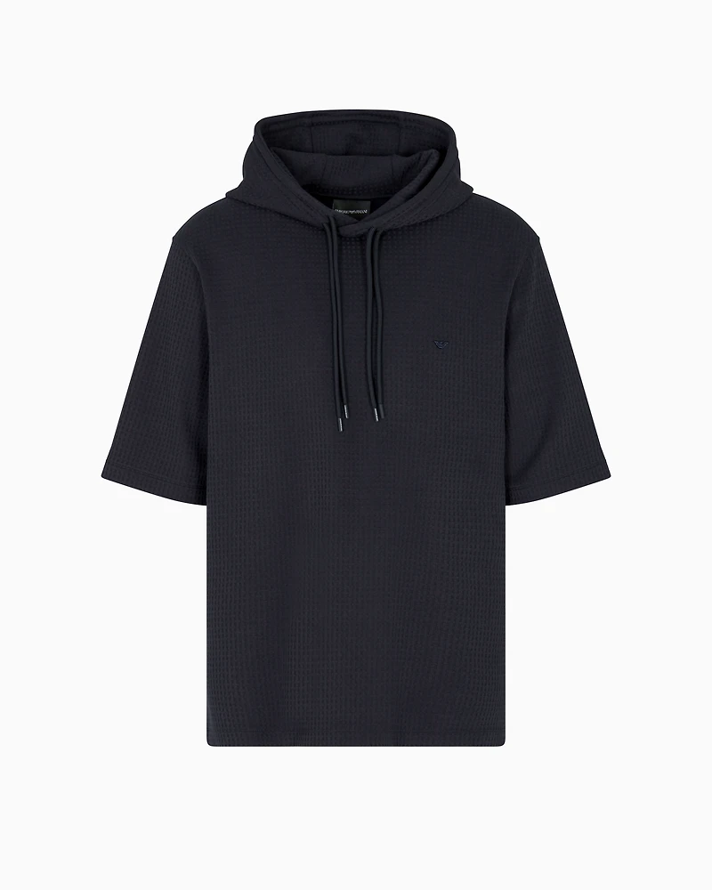 Emporio Armani - ASV Lyocell-blend jacquard jersey hooded sweatshirt, Man, Navy_blue, Size: