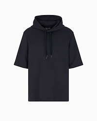 Emporio Armani - ASV Lyocell-blend jacquard jersey hooded sweatshirt, Man, Navy_blue, Size: