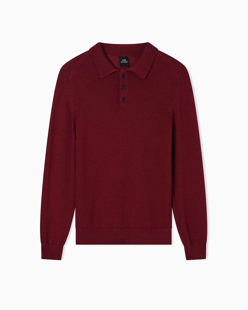 Armani Exchange - Wool and cotton knitted polo shirt, Man, Red, Size: