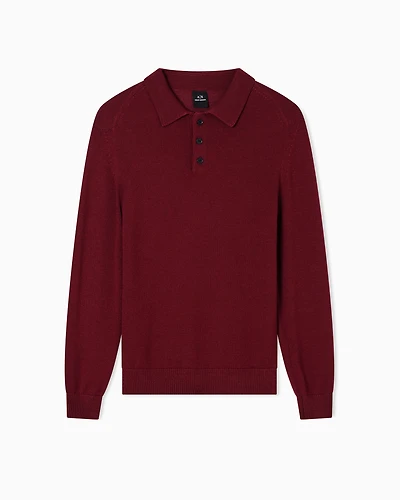 Armani Exchange - Wool and cotton knitted polo shirt, Man, Red, Size: