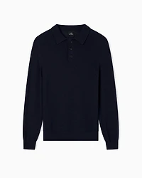 Armani Exchange - Wool and cotton knitted polo shirt, Man, Navy_blue, Size:
