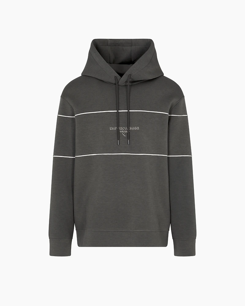 Emporio Armani - Double-jersey hooded sweatshirt with 3D-effect logo, Man, Green, Size: