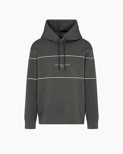 Emporio Armani - Double-jersey hooded sweatshirt with 3D-effect logo, Man, Green, Size: