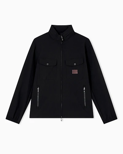 Emporio Armani - Nylon seersucker full-zip blouson, Man, Black, Size: