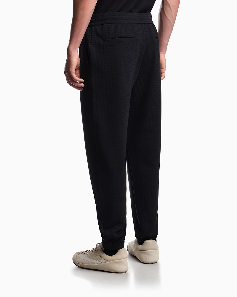 Emporio Armani - ASV Lyocell-blend jacquard jersey trousers, Man, Navy Blue, Size: