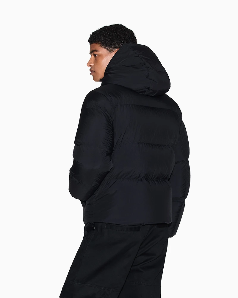 Quilted down jacket with hood