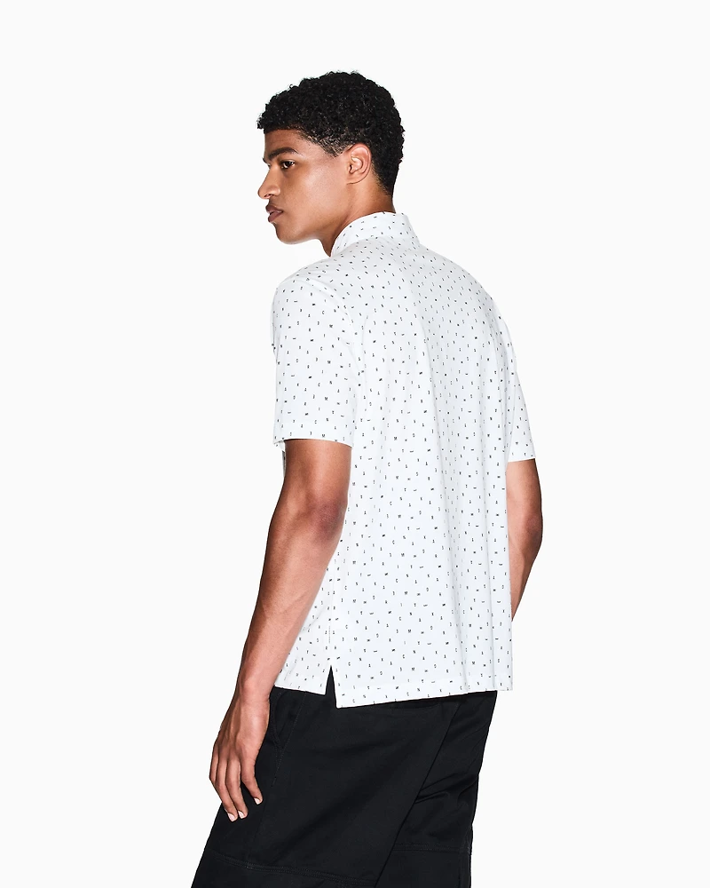 Armani Exchange - Regular fit polo shirt with lettering pattern, Man, White, Size: