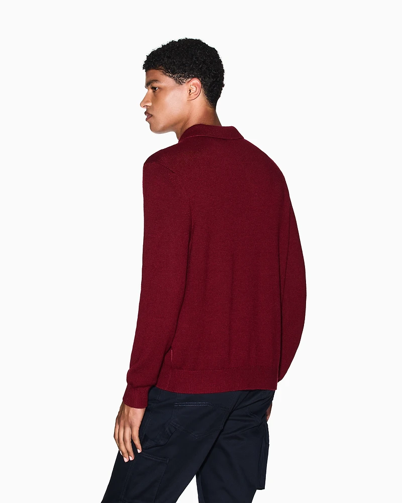 Wool and cotton knitted polo shirt