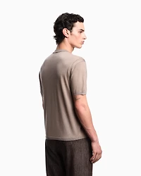 Emporio Armani - ASV plain-knit jumper a Lyocell and wool blend, Man, Beige, Size: