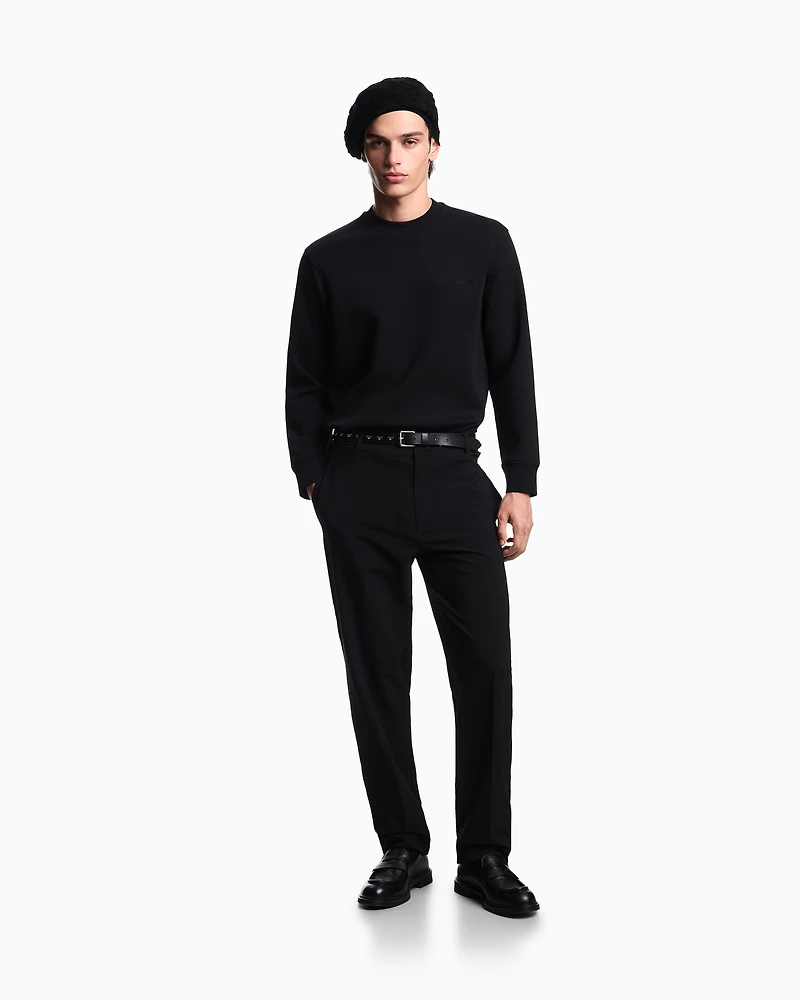Emporio Armani - ASV double-jersey sweatshirt with oversized embroidery, Man, Black, Size: