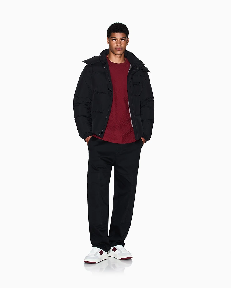 Quilted down jacket with hood