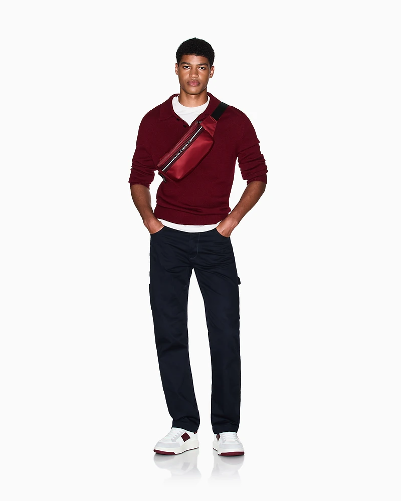 Armani Exchange - Wool and cotton knitted polo shirt, Man, Red, Size: