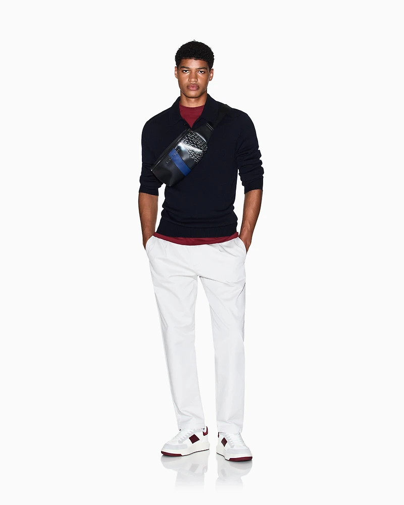 Armani Exchange - Wool and cotton knitted polo shirt, Man, Navy_blue, Size: