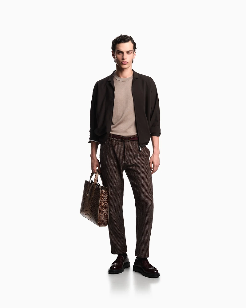Emporio Armani - ASV plain-knit jumper a Lyocell and wool blend, Man, Beige, Size:
