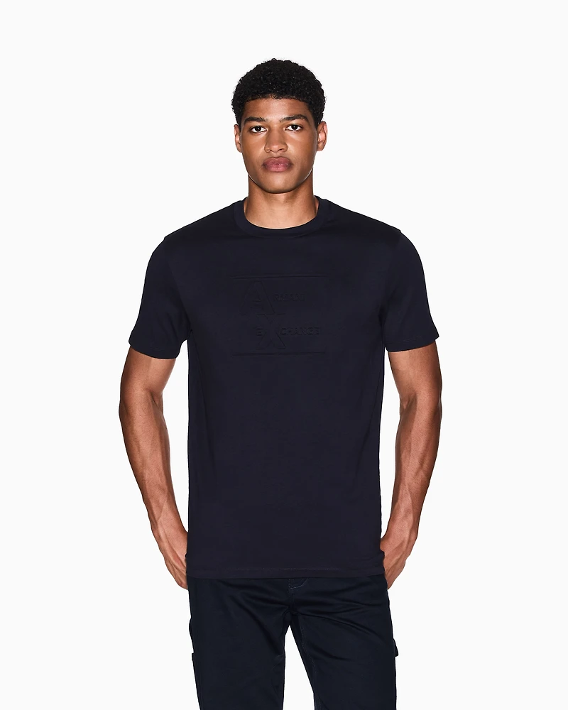 Armani Exchange - Regular fit T-shirt with embossed logo, Man, Navy_blue, Size:
