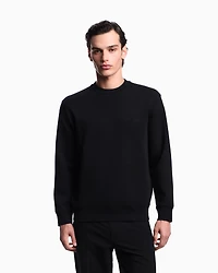 Emporio Armani - ASV double-jersey sweatshirt with oversized embroidery, Man, Black, Size: