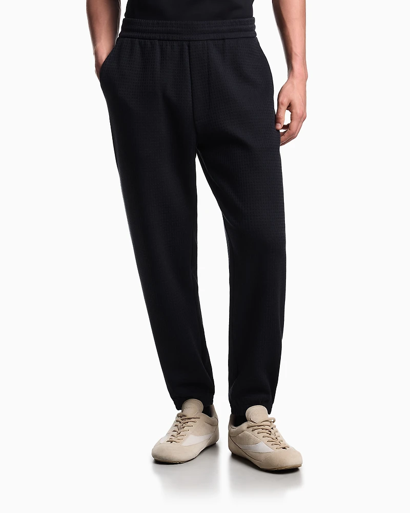 Emporio Armani - ASV Lyocell-blend jacquard jersey trousers, Man, Navy Blue, Size: