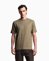 Emporio Armani - ASV jersey T-shirt with vertical jacquard motif, Man, Green, Size: