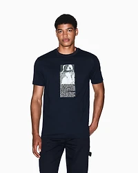 Armani Exchange - Regular fit T-shirt with photographic print, Man, Navy_blue, Size: