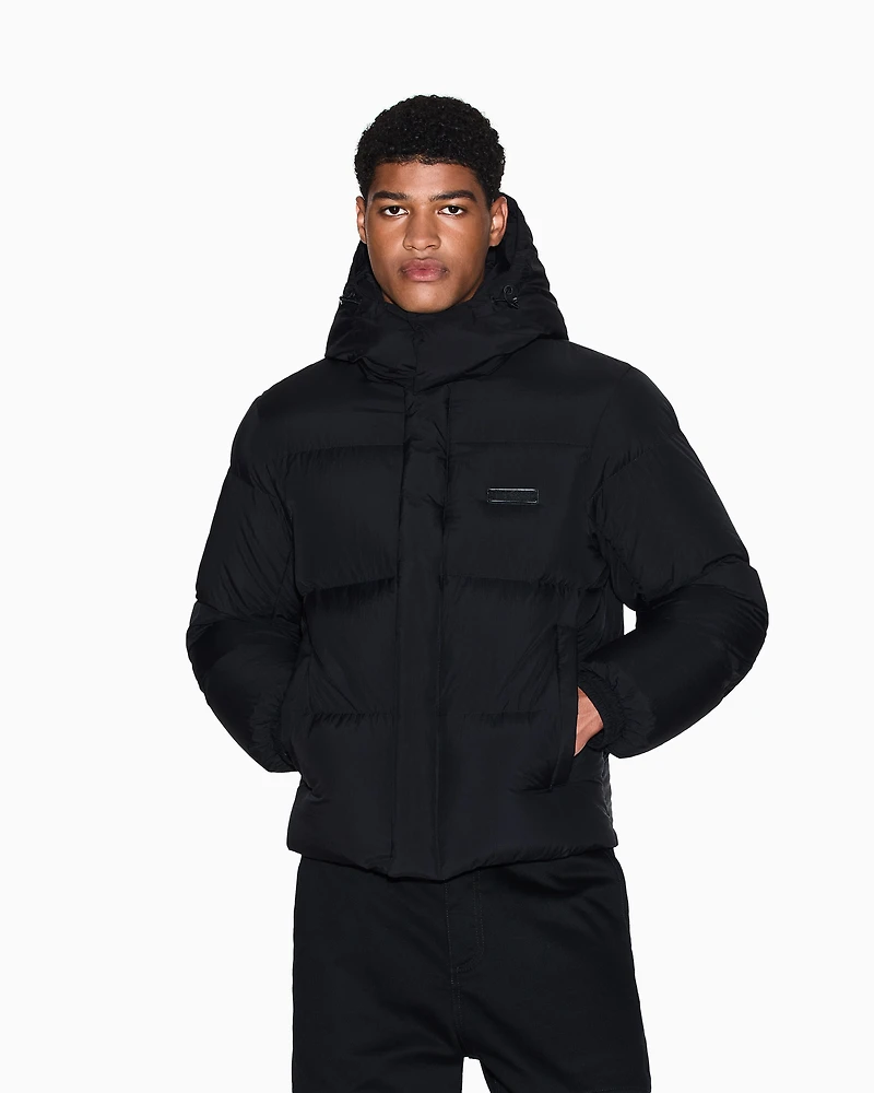 Quilted down jacket with hood