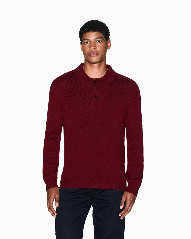 Armani Exchange - Wool and cotton knitted polo shirt, Man, Red, Size:
