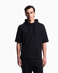 Emporio Armani - ASV Lyocell-blend jacquard jersey hooded sweatshirt, Man, Navy_blue, Size: