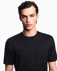 Emporio Armani - ASV jersey T-shirt with intarsia logo, Man, Navy Blue, Size: