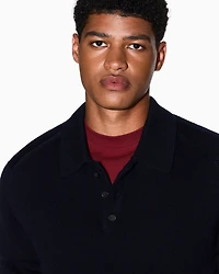 Wool and cotton knitted polo shirt