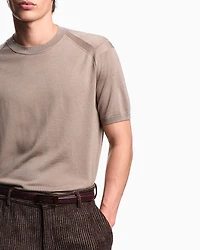 Emporio Armani - ASV plain-knit jumper a Lyocell and wool blend, Man, Beige, Size: