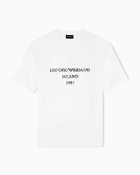 Emporio Armani - ASV Lyocell T-shirt with vintage-effect logo print, Man, White, Size: