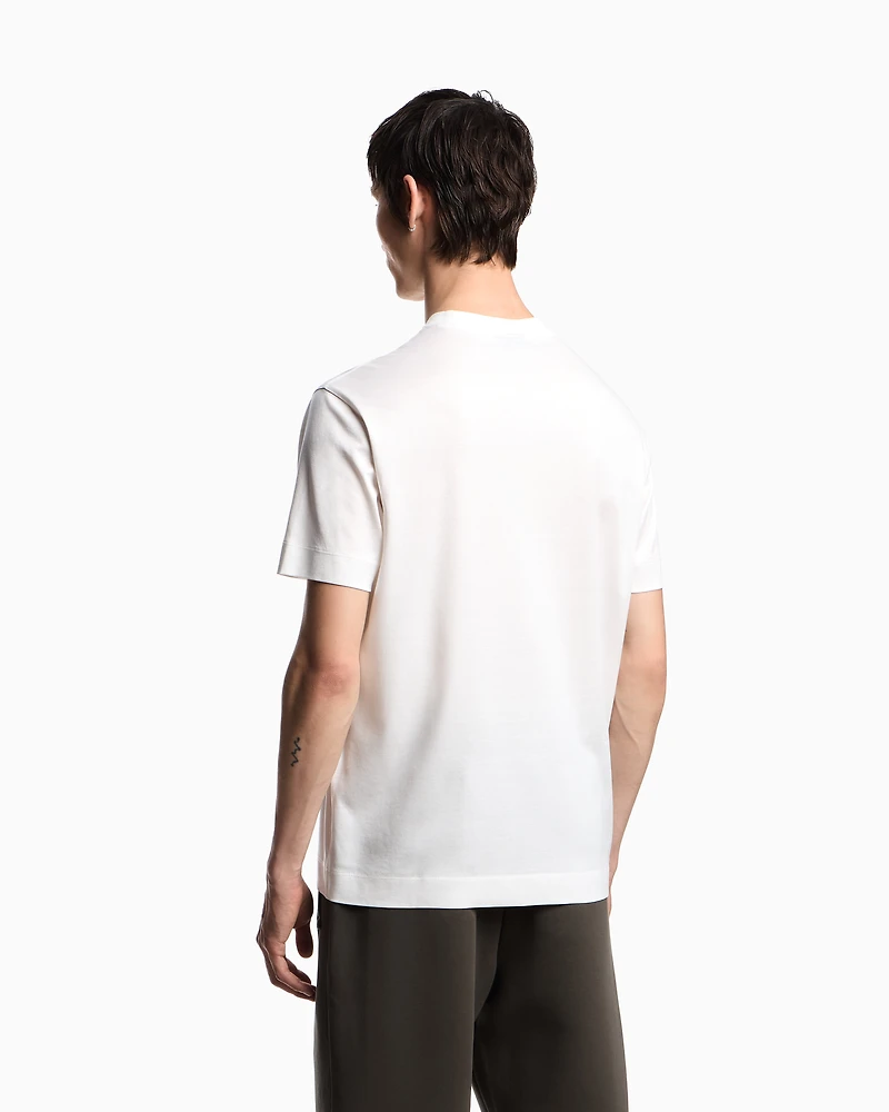 Emporio Armani - Lyocell blend jersey T-shirt with 3D-effect logo, Man, White, Size:
