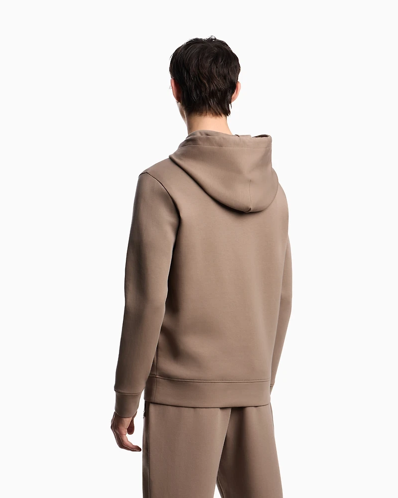 Emporio Armani - Hooded sweatshirt with micro logo patch, Man, Beige, Size:
