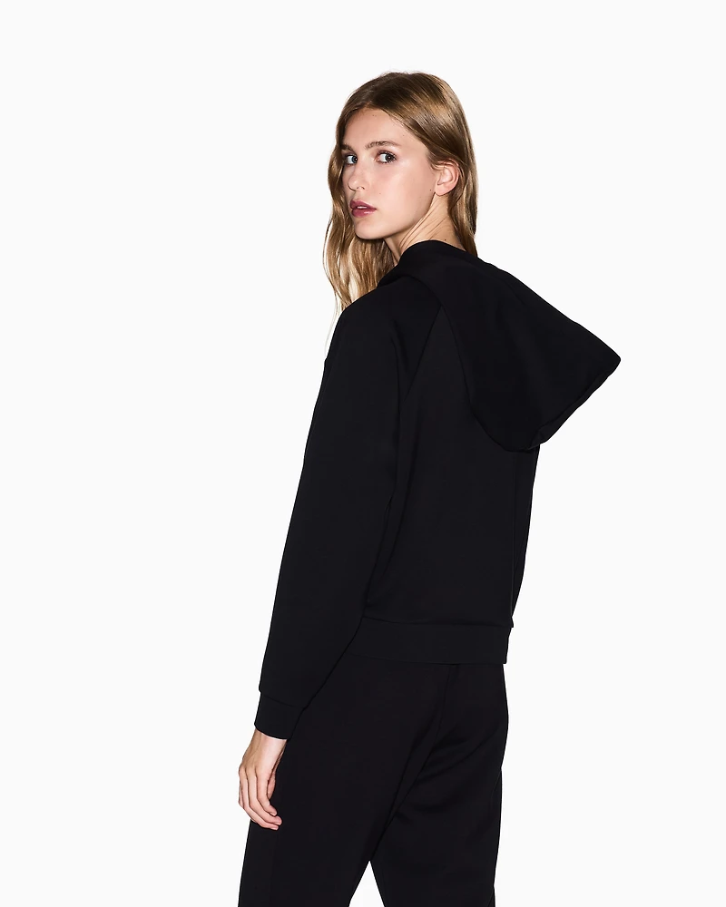Armani Exchange - Glitter Logo Hoodie, Woman, Black, Size: