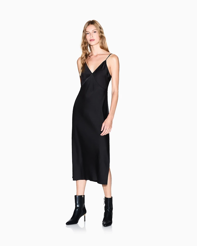 Armani Exchange - Shiny satin midi dress, Woman, Black, Size: