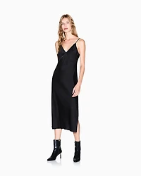 Armani Exchange - Shiny satin midi dress, Woman, Black, Size:
