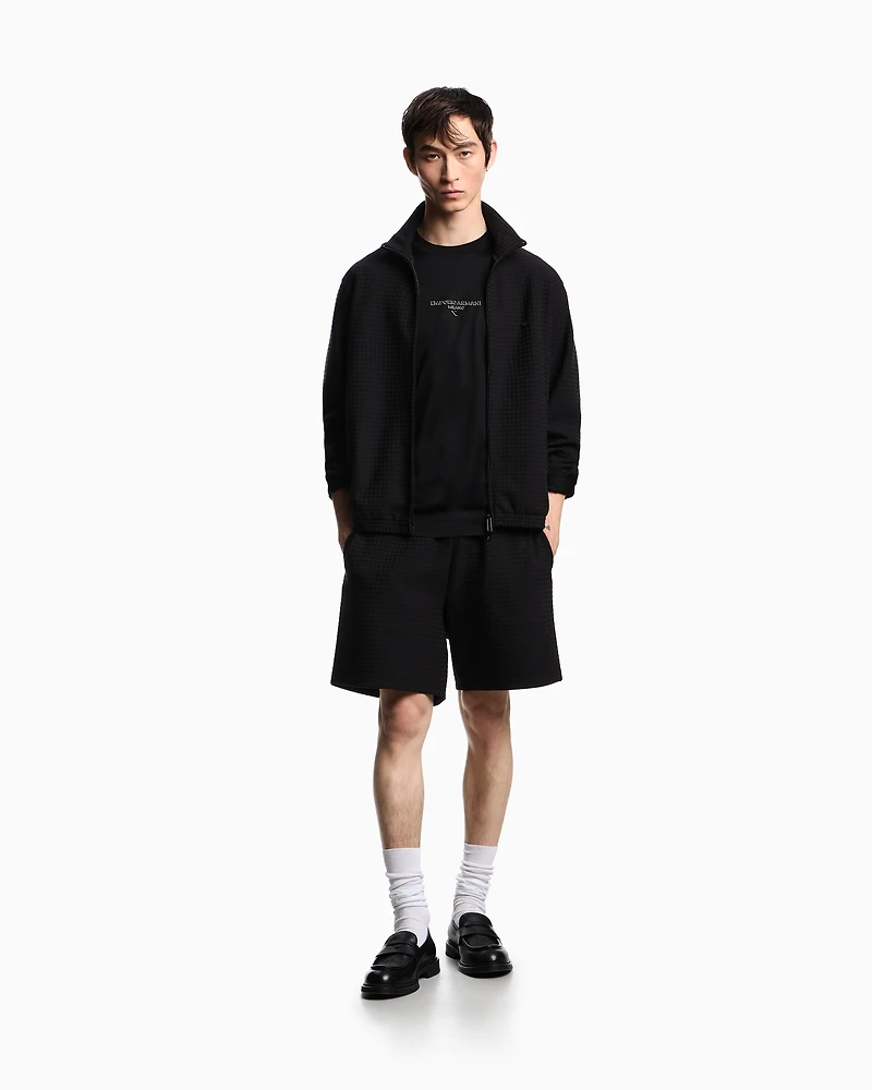 Emporio Armani - ASV Lyocell-blend jacquard jersey Bermuda shorts, Man, Black, Size: