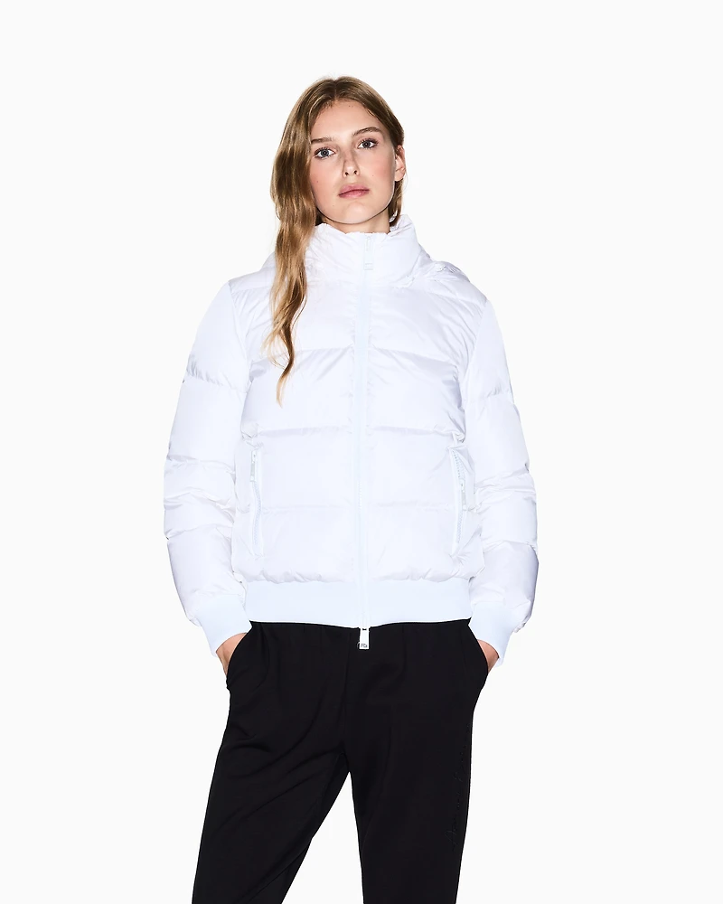Armani Exchange - Quilted hooded down jacket, Woman, White, Size: