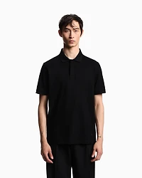 Emporio Armani - Jersey polo shirt with vertical jacquard motif, Man, Black, Size: