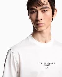 Emporio Armani - Lyocell blend jersey T-shirt with 3D-effect logo, Man, White, Size: