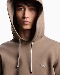 Emporio Armani - Hooded sweatshirt with micro logo patch, Man, Beige, Size: