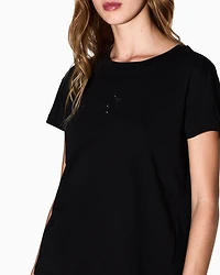 Armani Exchange - Boyfriend T-shirt with Icon logo, Woman, Black, Size: