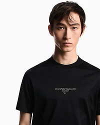Emporio Armani - Lyocell blend jersey T-shirt with 3D-effect logo, Man, Black, Size: