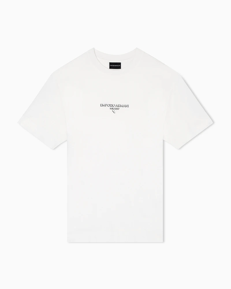 Emporio Armani - Lyocell blend jersey T-shirt with 3D-effect logo, Man, White, Size: