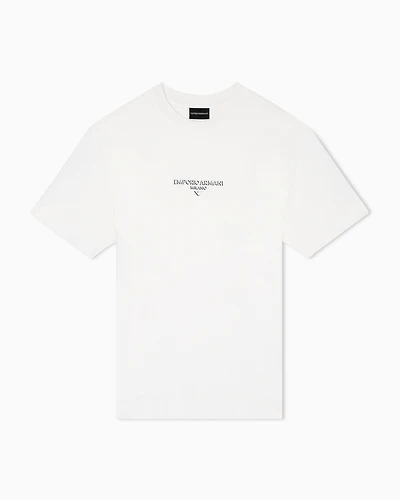 Emporio Armani - Lyocell blend jersey T-shirt with 3D-effect logo, Man, White, Size: