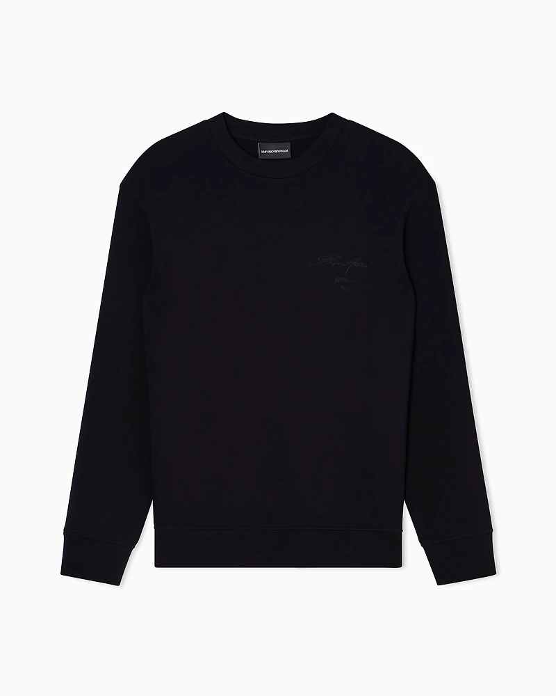 Emporio Armani - ASV double-jersey sweatshirt with oversized embroidery, Man, Black, Size: